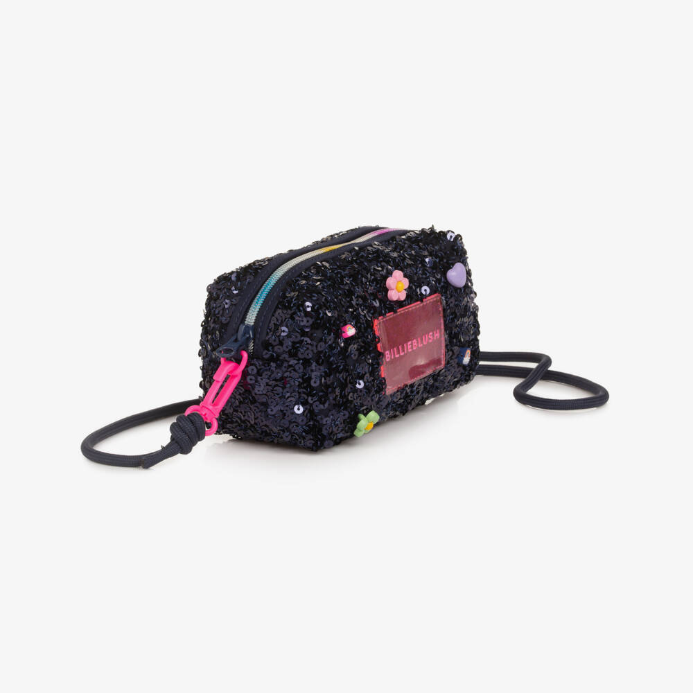 Billieblush-Girls Navy Blue Sequin Pencil Case (16cm) | Childrensalon