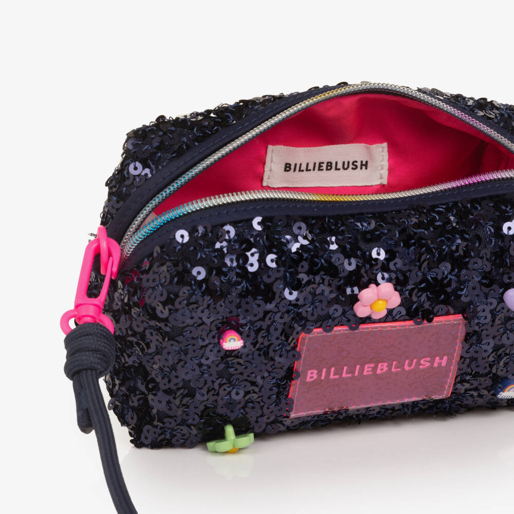 Billieblush-Girls Navy Blue Sequin Pencil Case (16cm) | Childrensalon