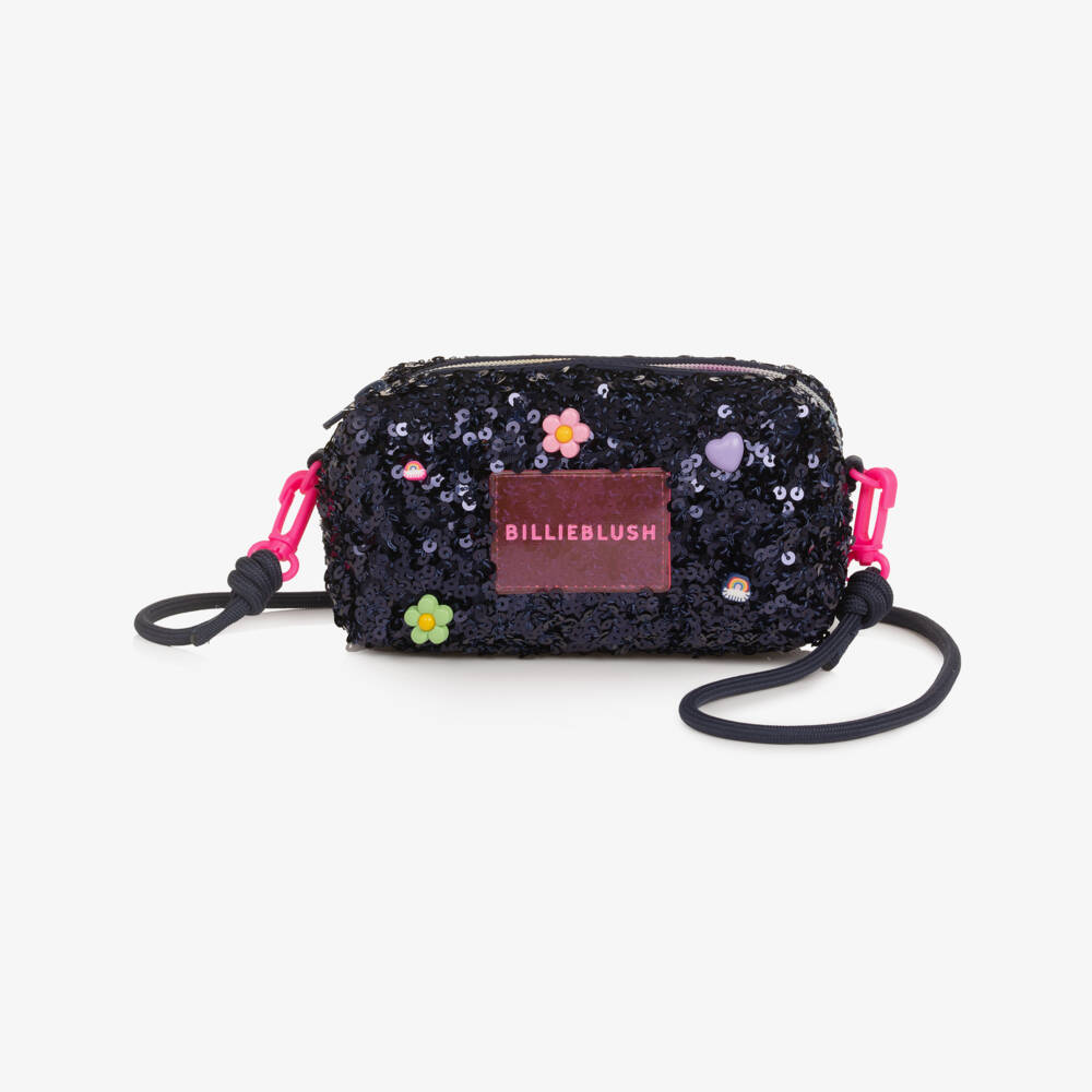 Billieblush-Girls Navy Blue Sequin Pencil Case (16cm) | Childrensalon