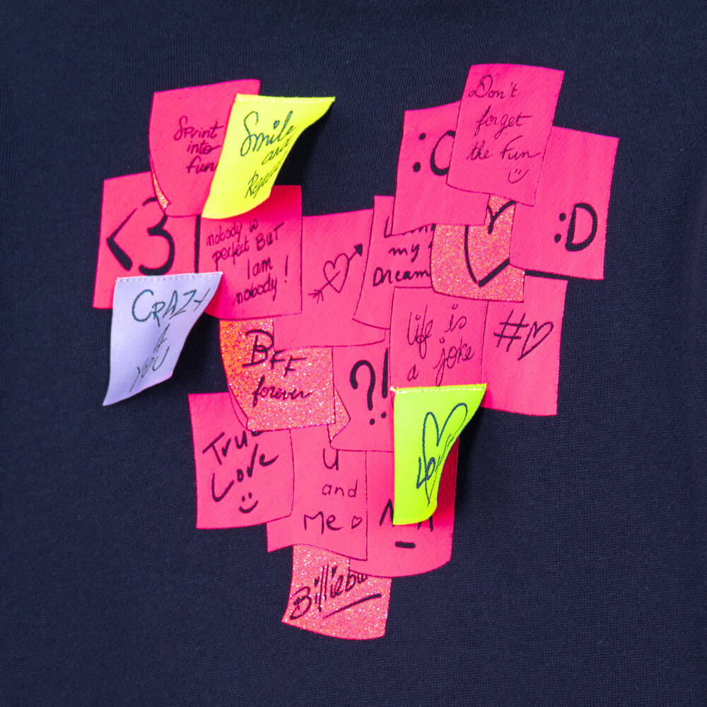 Billieblush-Girls Navy Blue Sweatshirt Dress with Sticky Note Design | Childrensalon
