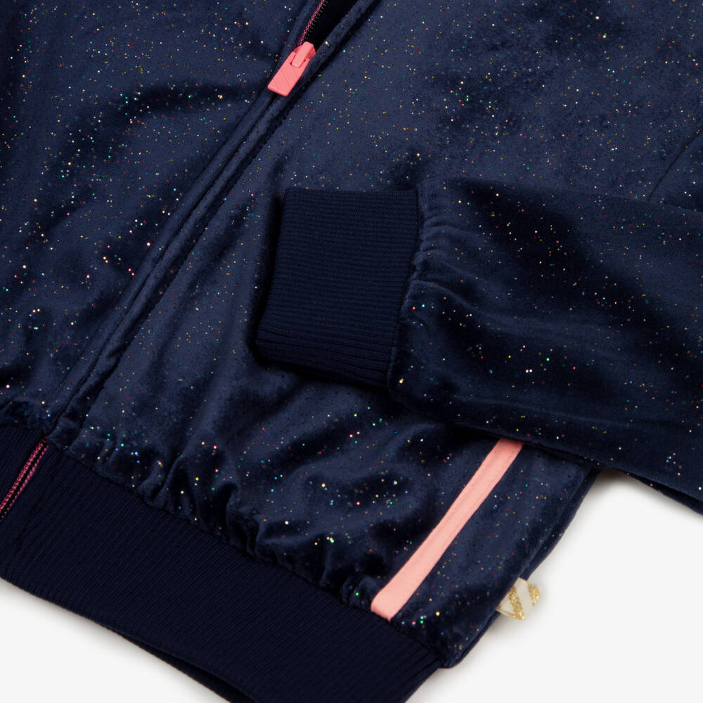 Billieblush-Толстовка синяя на молнии из велюра для девочек | Childrensalon