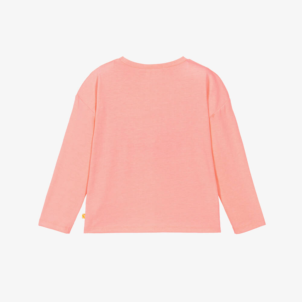 Billieblush-Girls Neon Coral Pink Jersey Glow-In-The-Dark Butterfly Top | Childrensalon