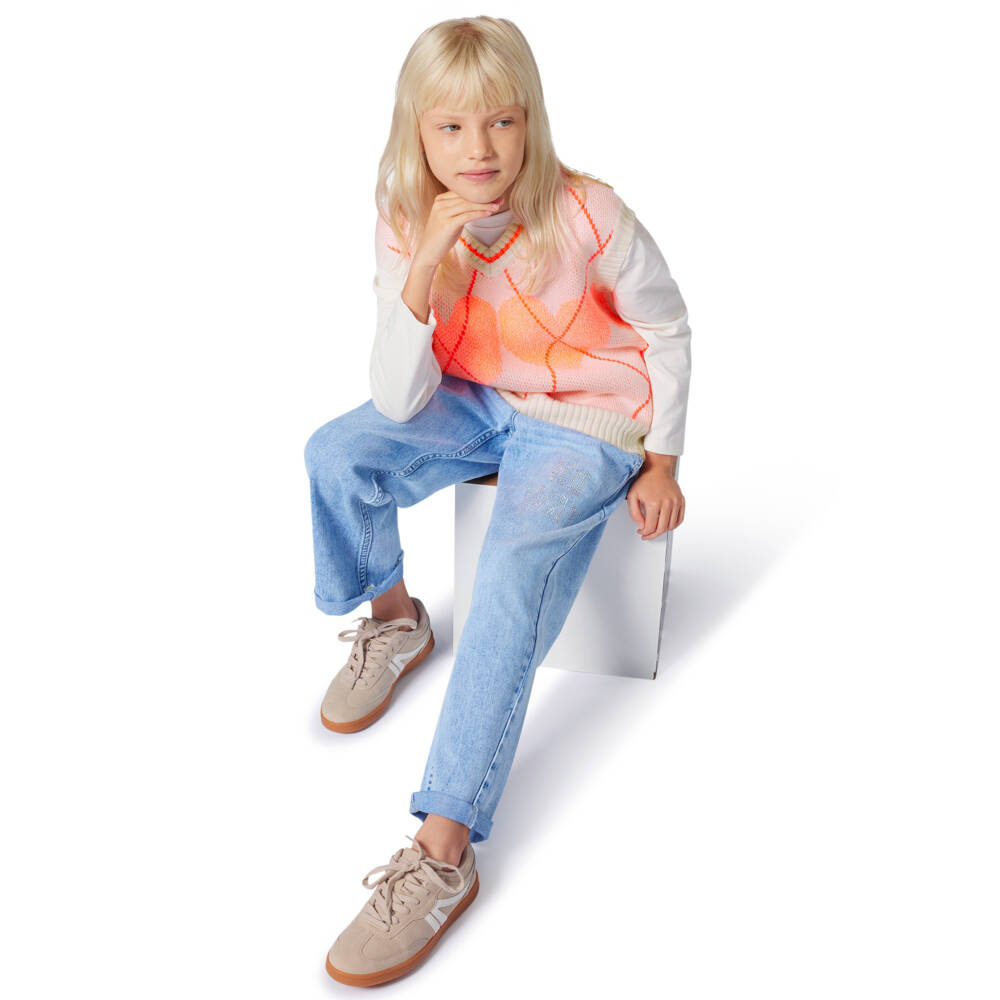 Billieblush-Girls Neon Coral Pink Knit Tank Top | Childrensalon