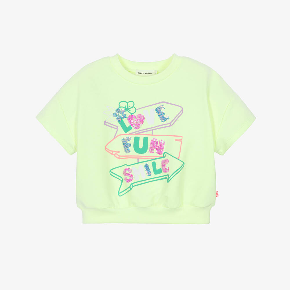 Billieblush-Girls Neon Green Signpost Top | Childrensalon