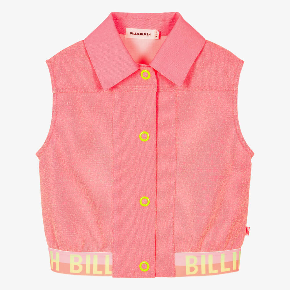 Billieblush-Girls Neon Pink Glitter Gilet | Childrensalon