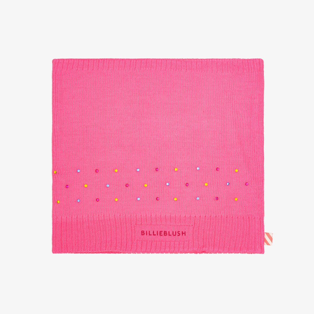 Billieblush-Girls Neon Pink Knitted Snood with Colourful Diamantés | Childrensalon