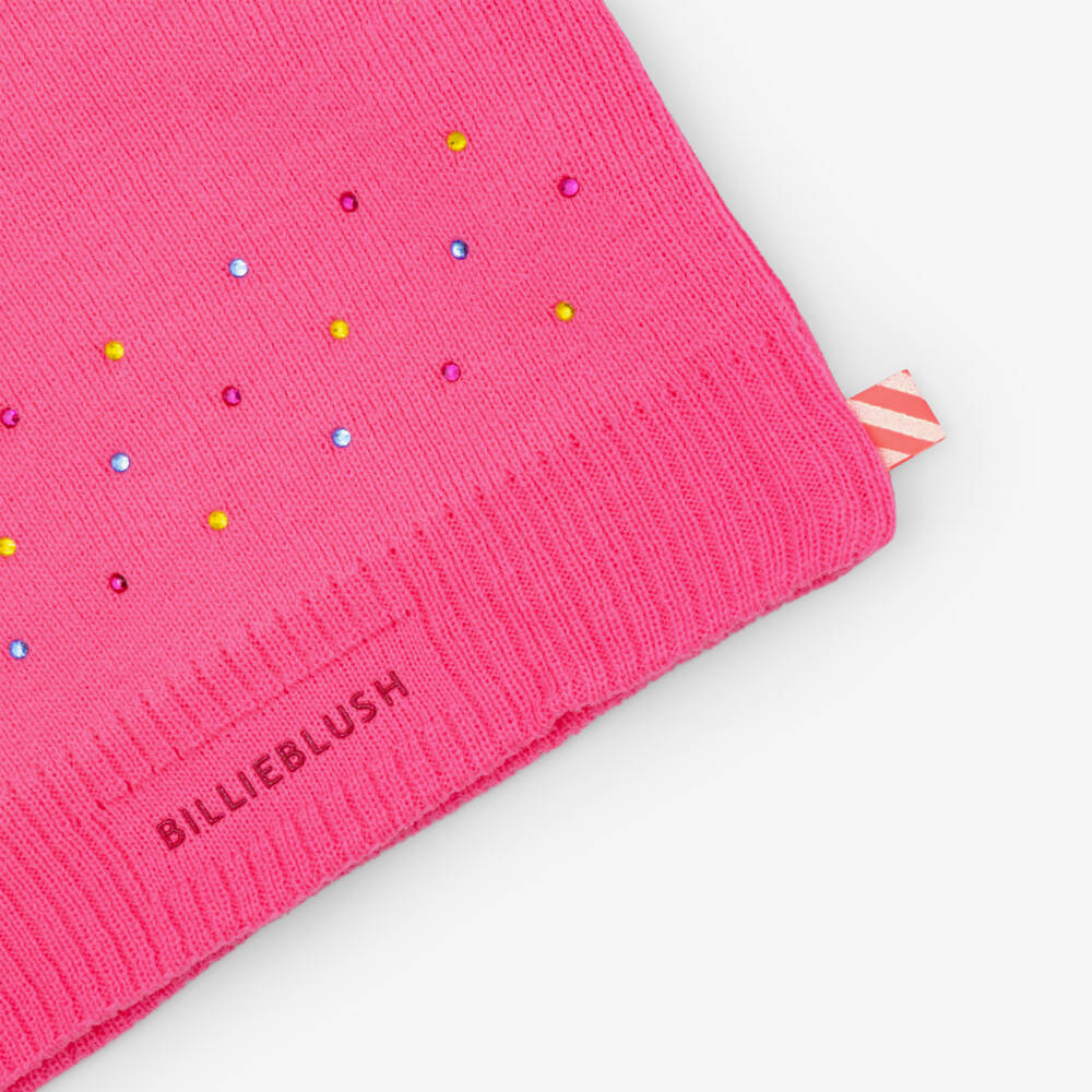 Billieblush-Girls Neon Pink Knitted Snood with Colourful Diamantés | Childrensalon