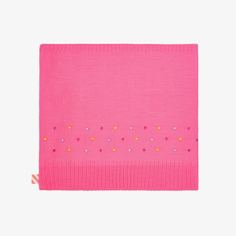 Billieblush-Girls Neon Pink Knitted Snood with Colourful Diamantés | Childrensalon