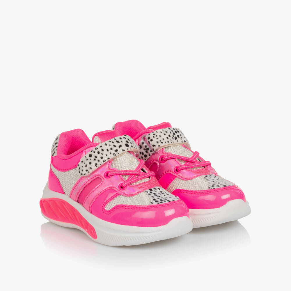 Billieblush-Girls Neon Pink Mesh Light-Up Trainers | Childrensalon