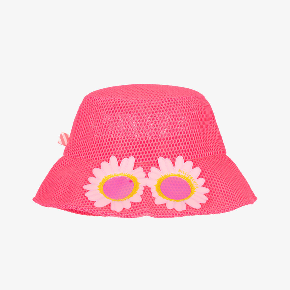 Billieblush-قبعة شمس بشبكة لون زهري نيون للبنات | Childrensalon