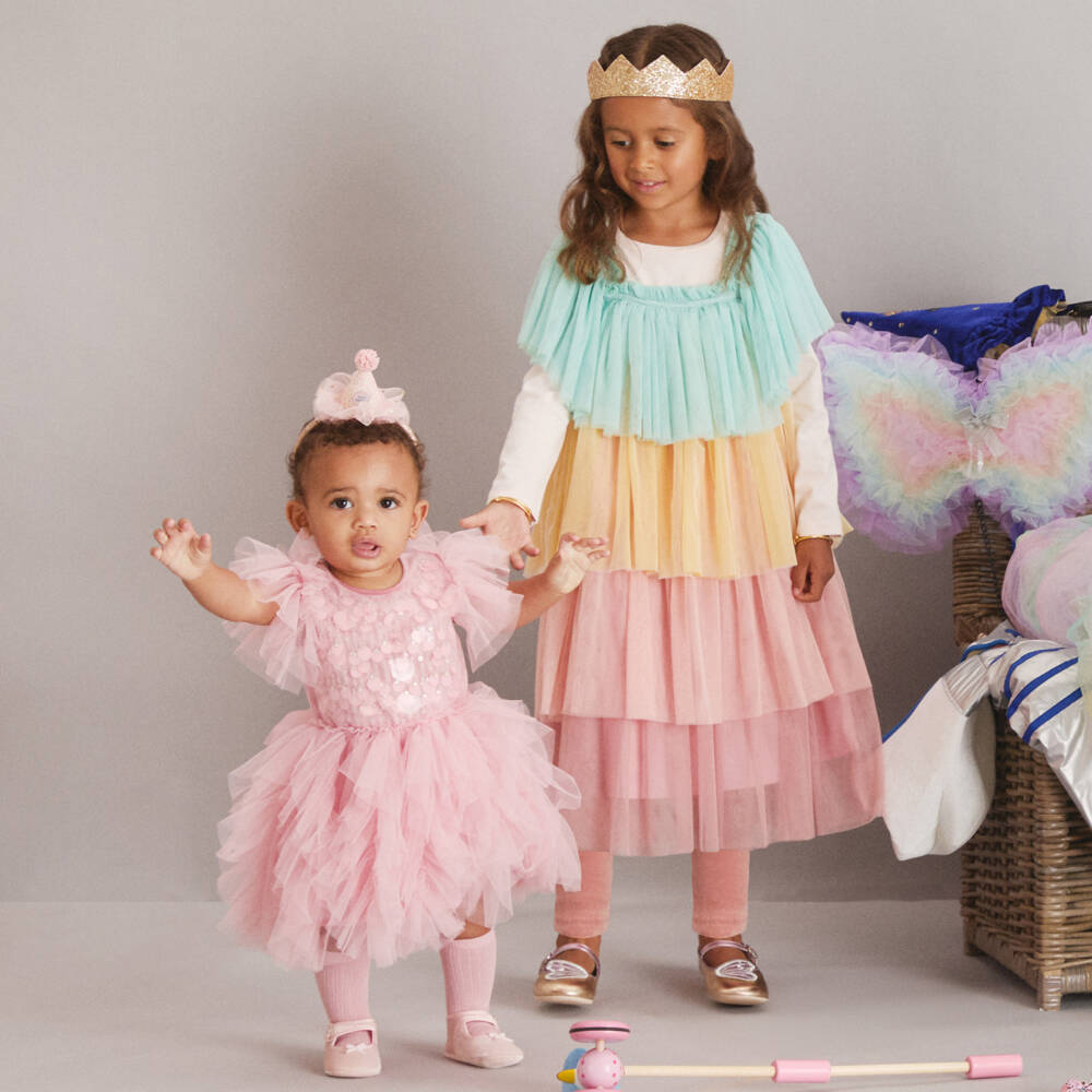 Billieblush-Girls Pale Pink Cotton Jersey Sequin Top | Childrensalon