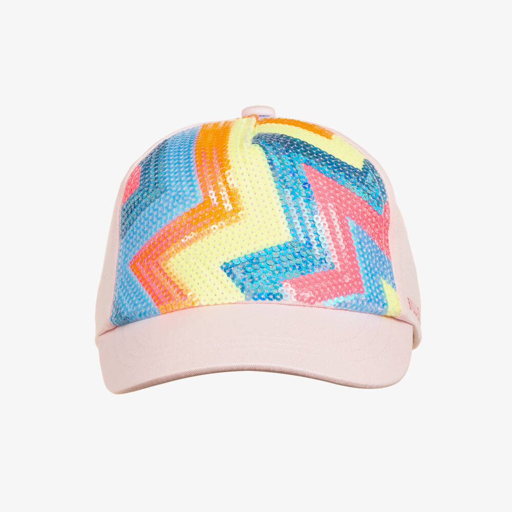 Billieblush-Girls Pale Pink Cotton Twill Sequinned Cap | Childrensalon