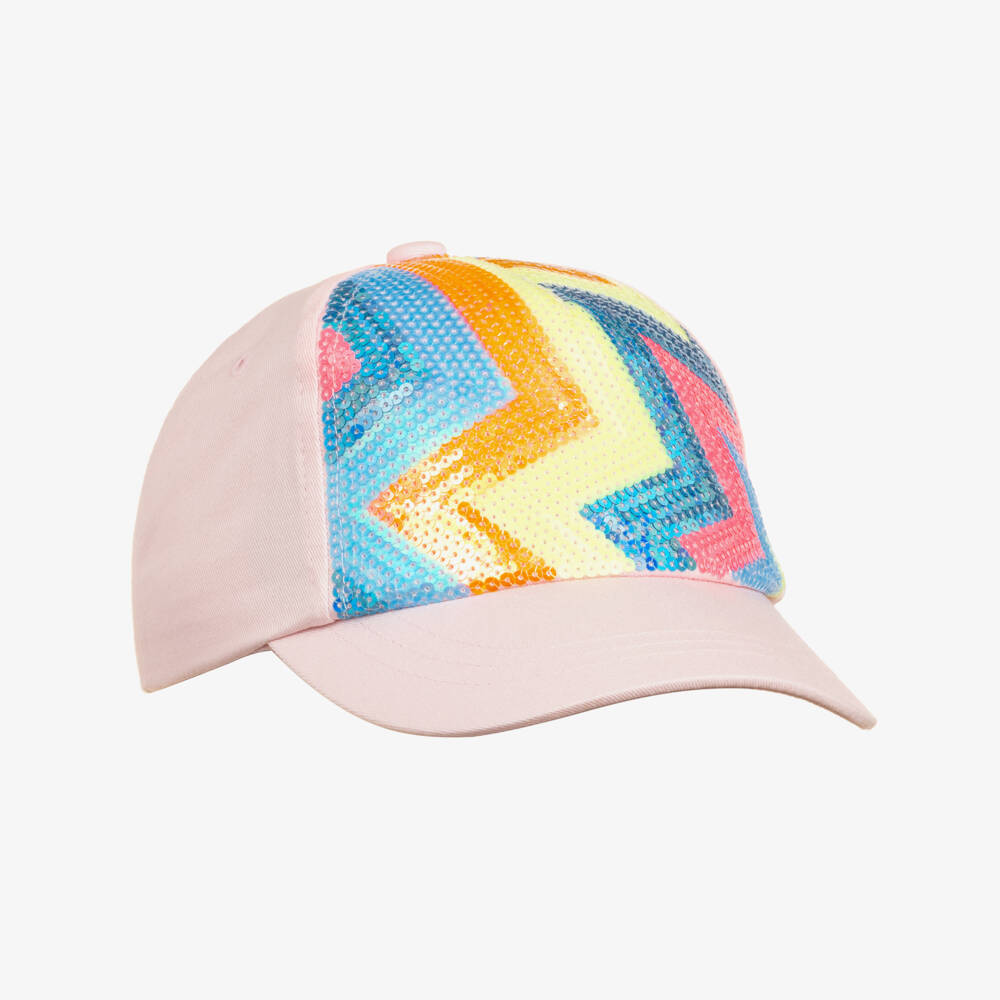 Billieblush-Girls Pale Pink Cotton Twill Sequinned Cap | Childrensalon