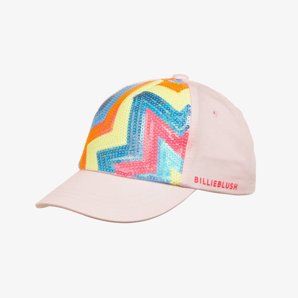 Billieblush-Girls Pale Pink Cotton Twill Sequinned Cap | Childrensalon