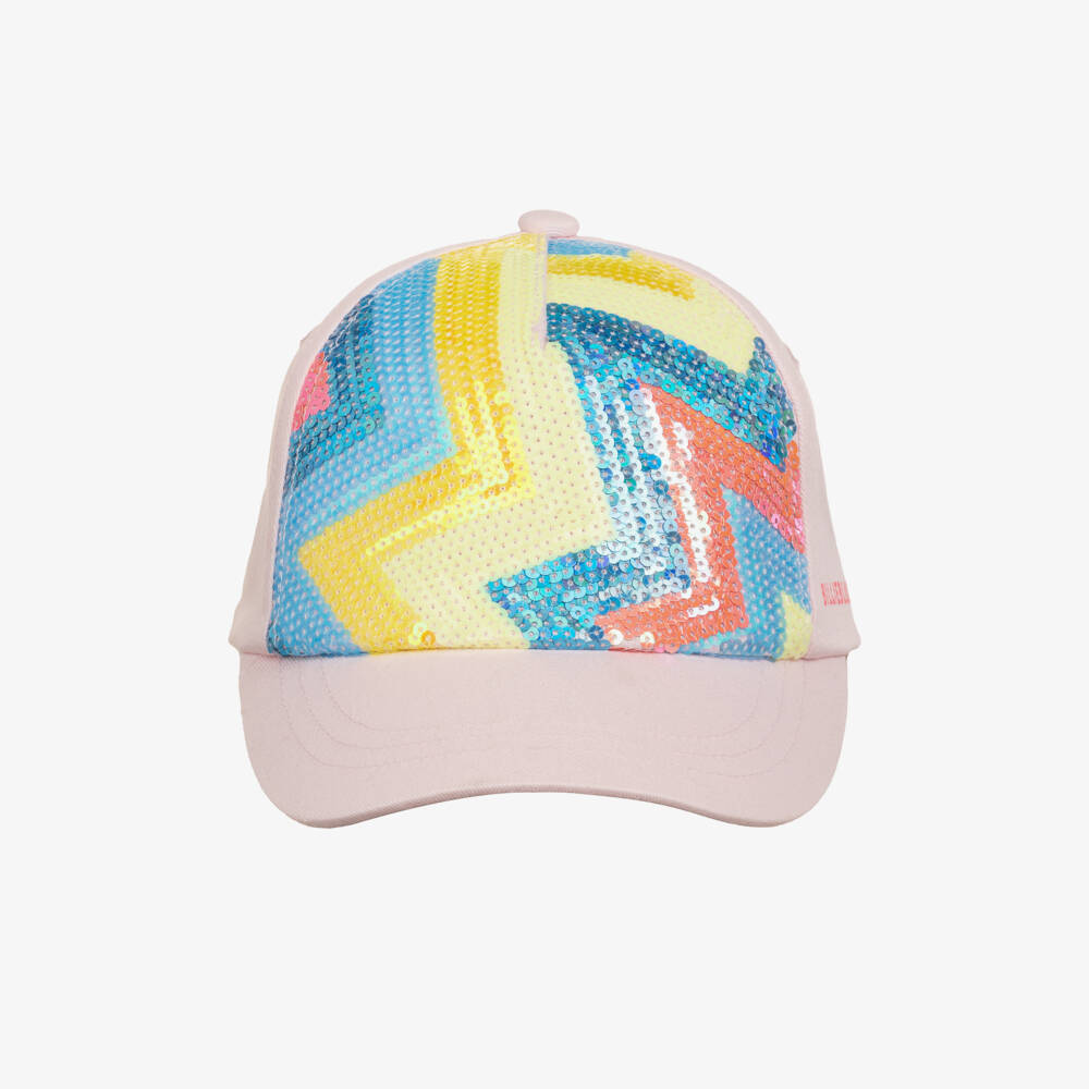 Billieblush-Girls Pale Pink Cotton Twill Sequinned Cap | Childrensalon
