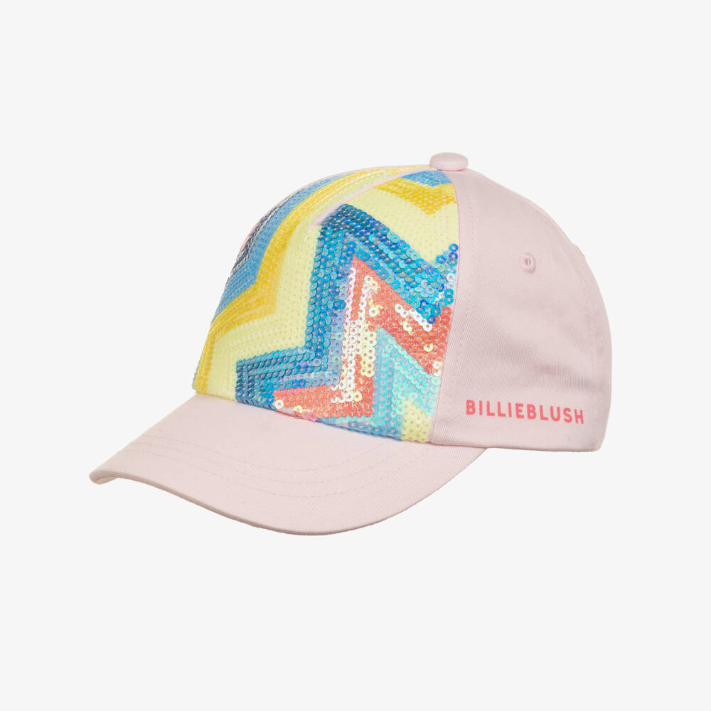 Billieblush-Girls Pale Pink Cotton Twill Sequinned Cap | Childrensalon
