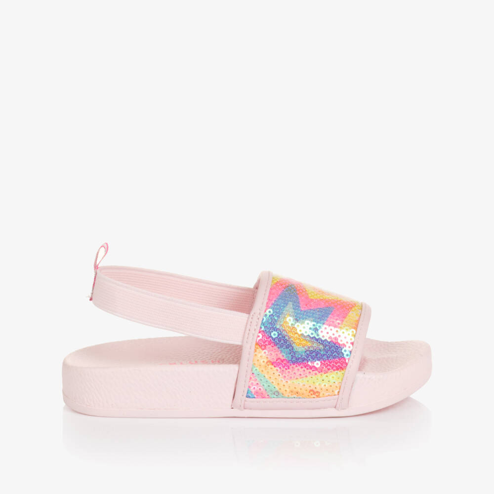Billieblush-Girls Pale Pink Sliders with Sequin Star Embellishment | Childrensalon