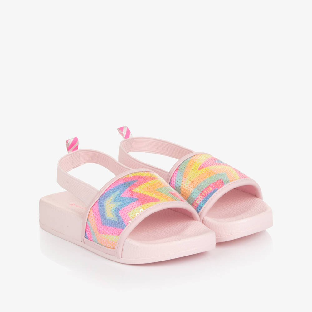 Billieblush-Girls Pale Pink Sliders with Sequin Star Embellishment | Childrensalon