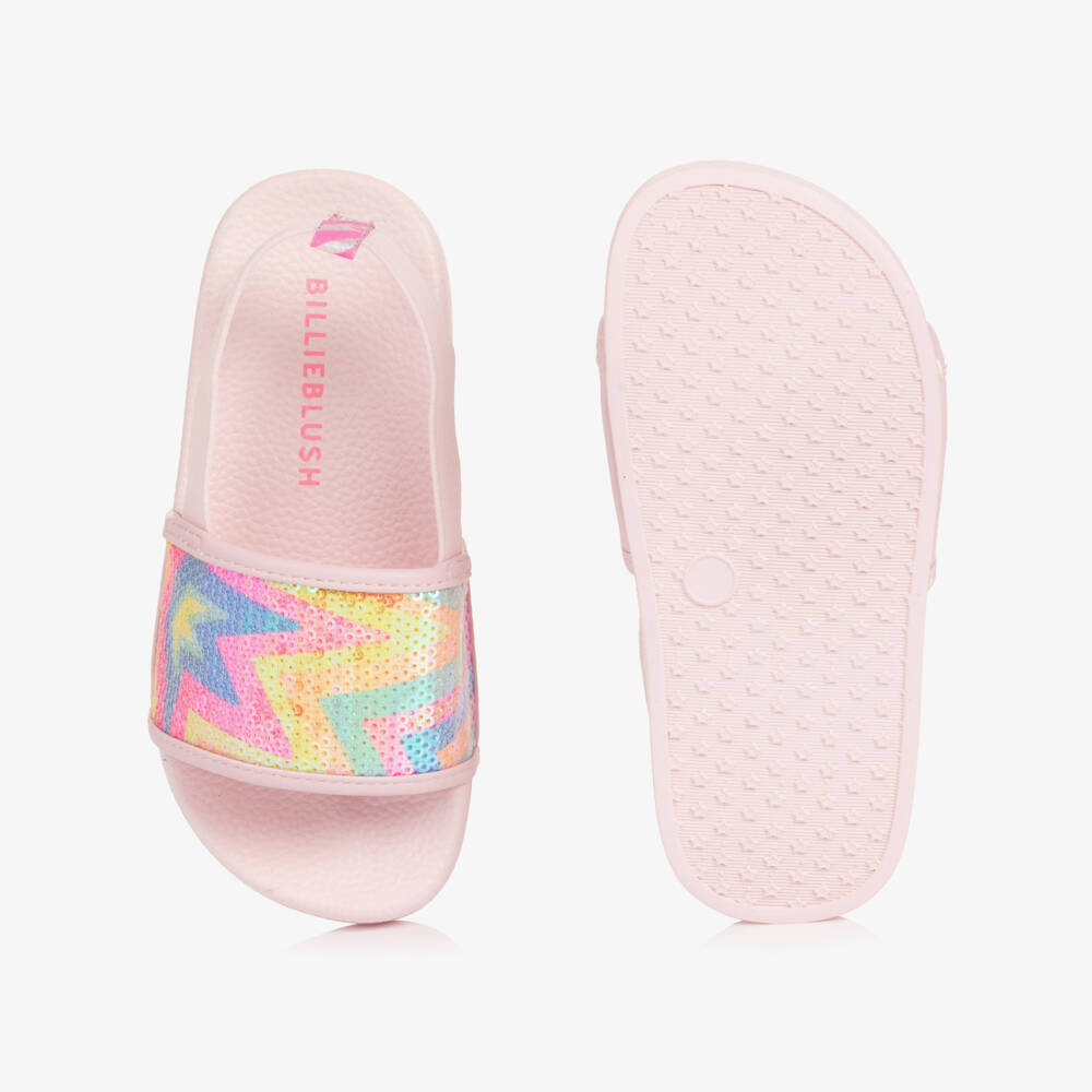 Billieblush-Girls Pale Pink Sliders with Sequin Star Embellishment | Childrensalon