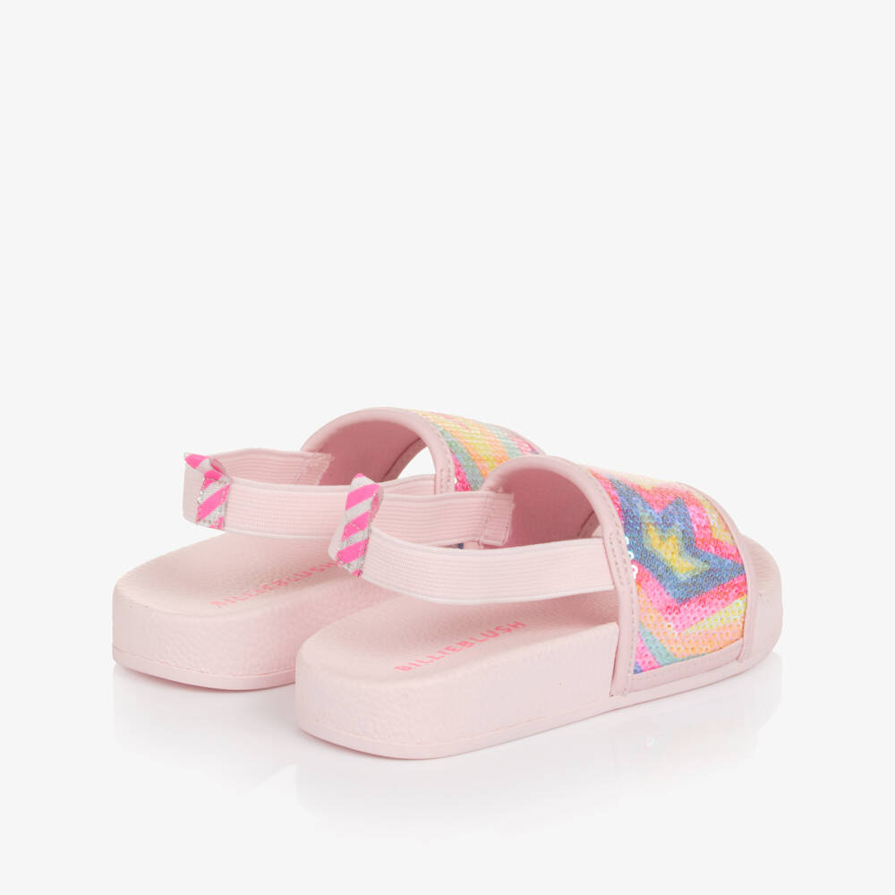 Billieblush-Girls Pale Pink Sliders with Sequin Star Embellishment | Childrensalon