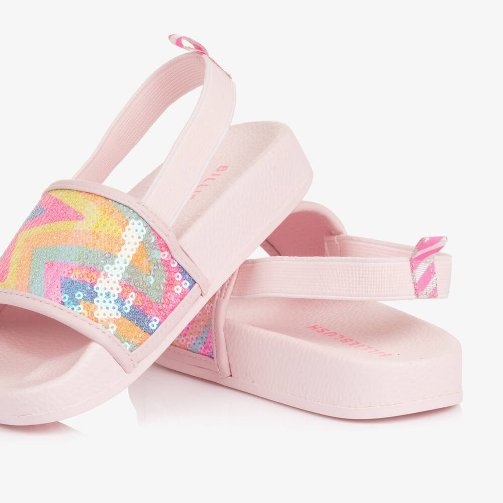 Billieblush-Girls Pale Pink Sliders with Sequin Star Embellishment | Childrensalon