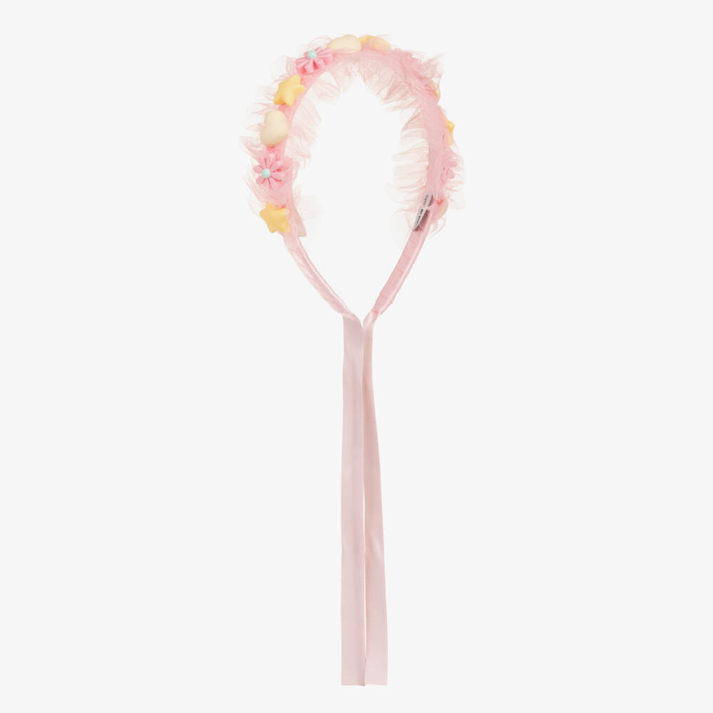Billieblush-Girls Pale Pink Tulle Ruffle Hairband | Childrensalon