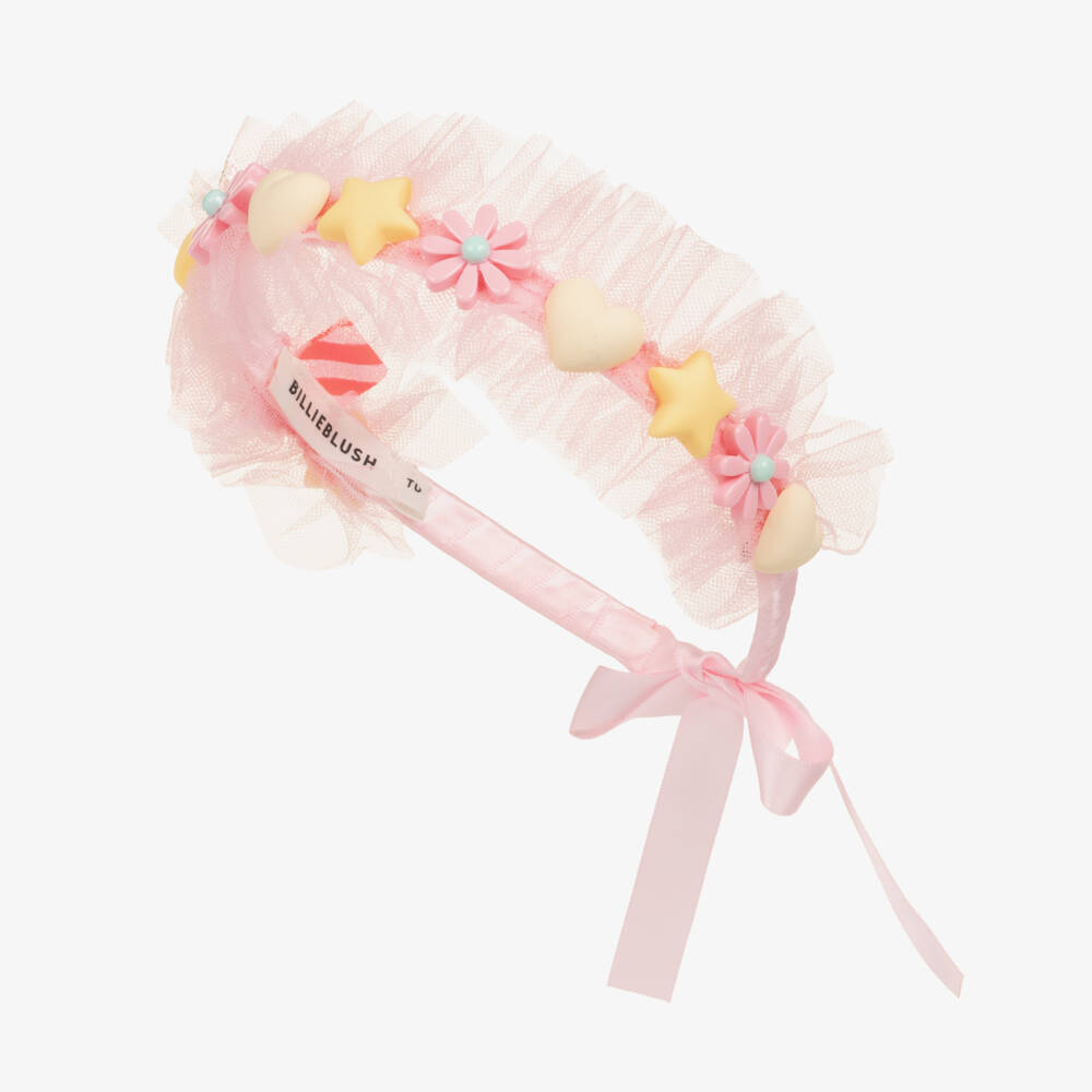 Billieblush-Girls Pale Pink Tulle Ruffle Hairband | Childrensalon