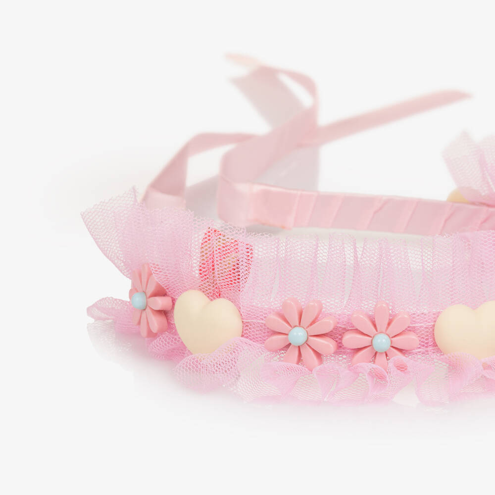 Billieblush-Girls Pale Pink Tulle Ruffle Hairband | Childrensalon