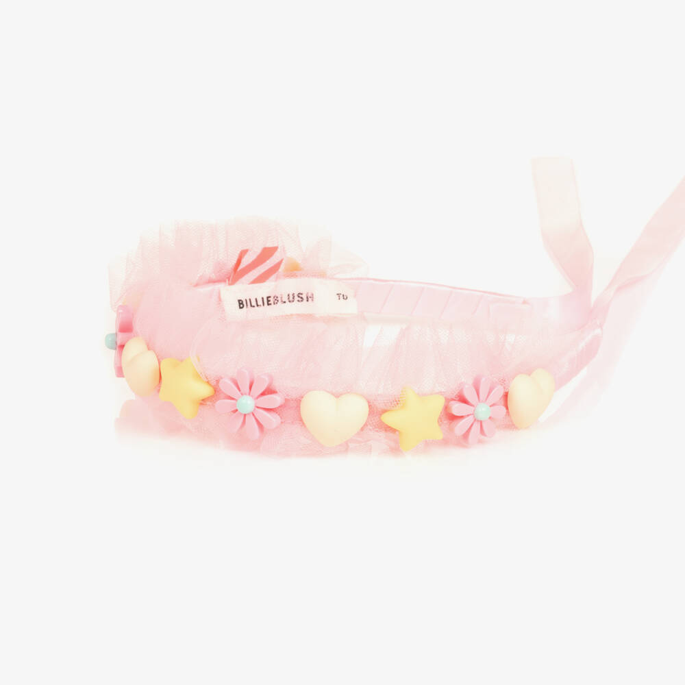 Billieblush-Girls Pale Pink Tulle Ruffle Hairband | Childrensalon