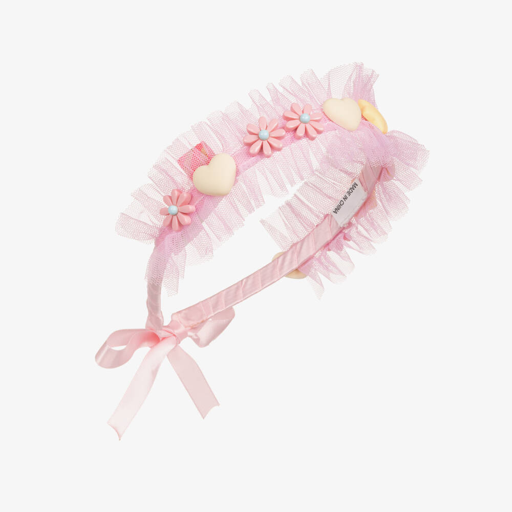 Billieblush-Girls Pale Pink Tulle Ruffle Hairband | Childrensalon
