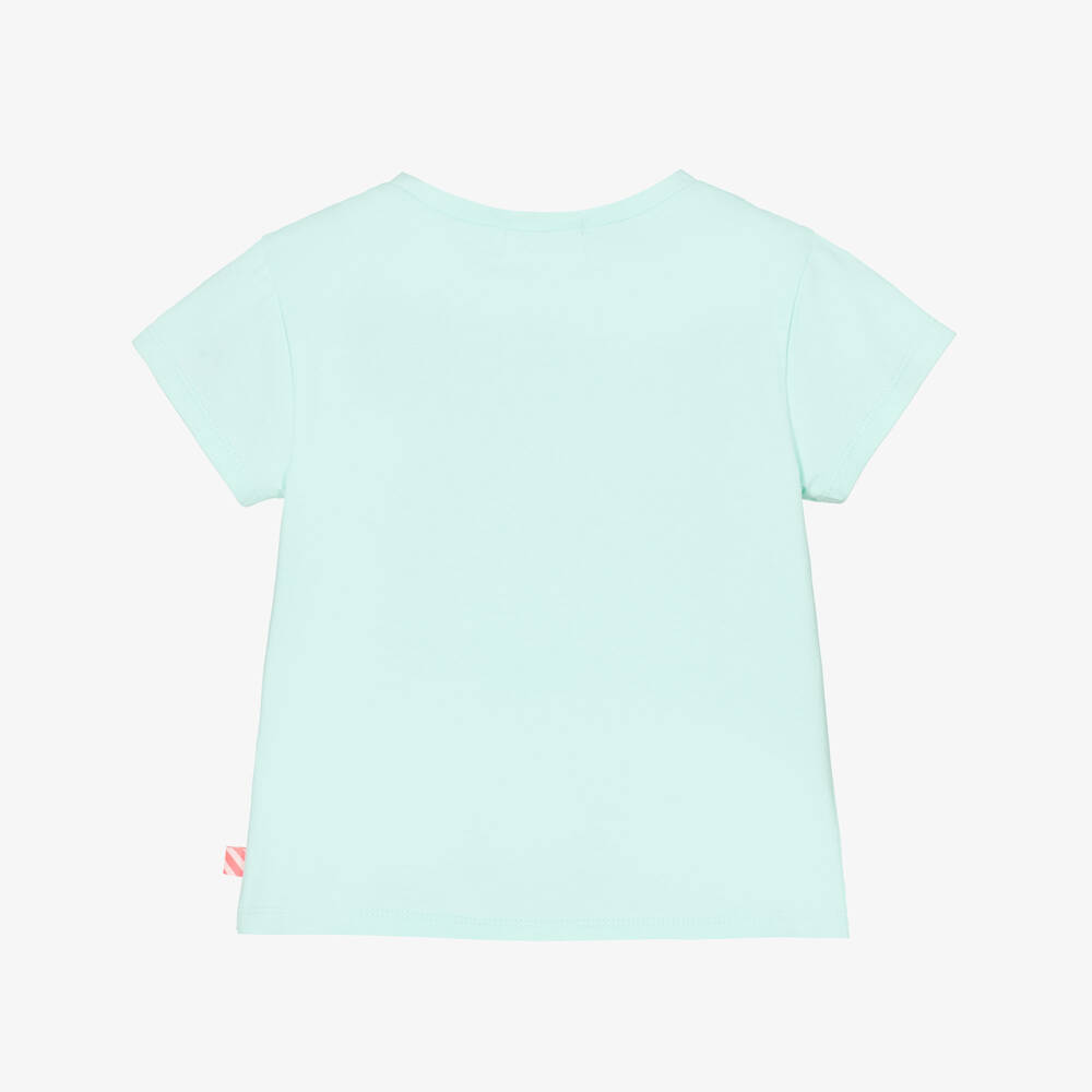 Billieblush-Girls Pastel Green Cotton T-Shirt with Sequinned Pineapple | Childrensalon