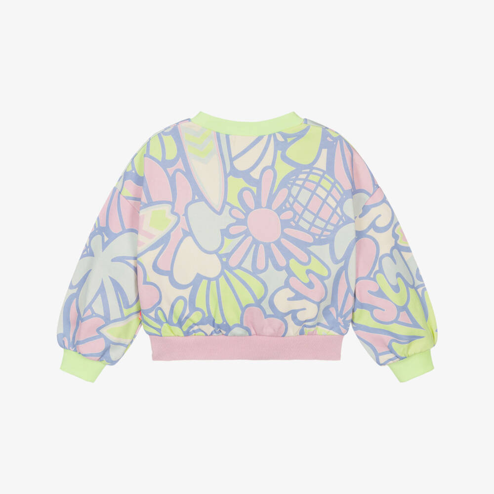 Billieblush-Girls Pastel Pink & Blue Cotton Swirly Sun Print Sweatshirt | Childrensalon