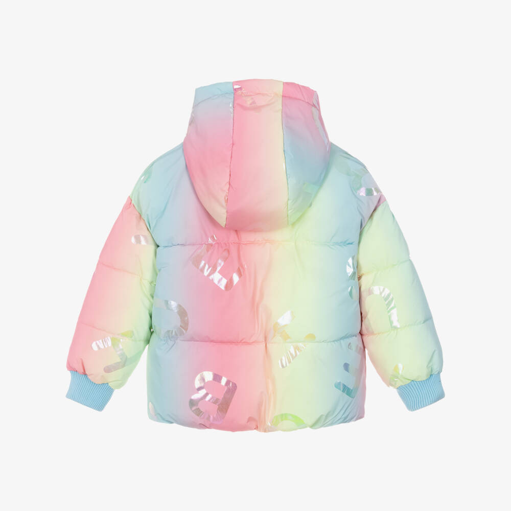 Billieblush-Girls Pastel Rainbow Zip-Up Puffer Jacket | Childrensalon