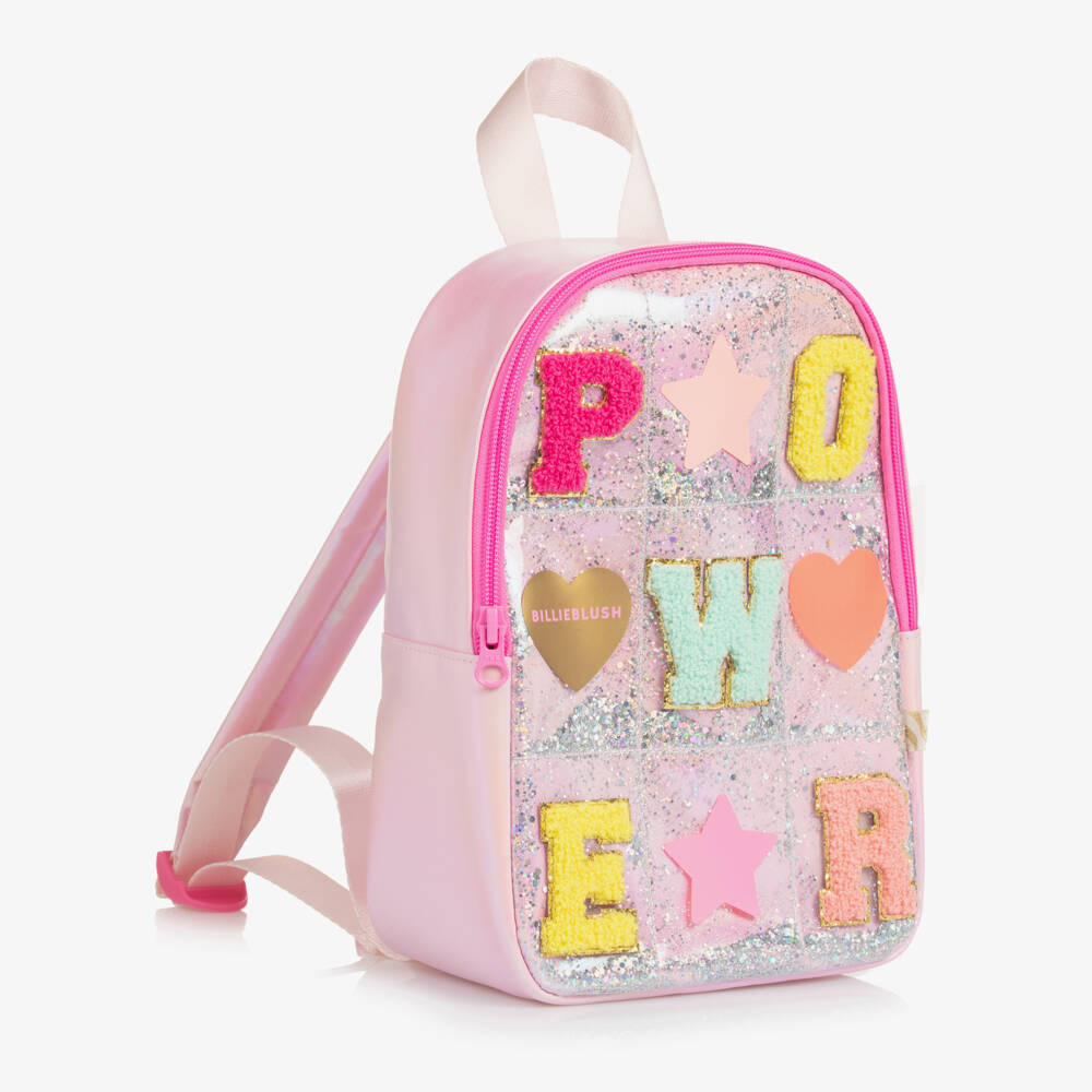 Billieblush-Girls Pink Backpack with Patches (26cm) | Childrensalon