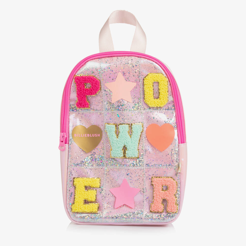 Billieblush-Girls Pink Backpack with Patches (26cm) | Childrensalon