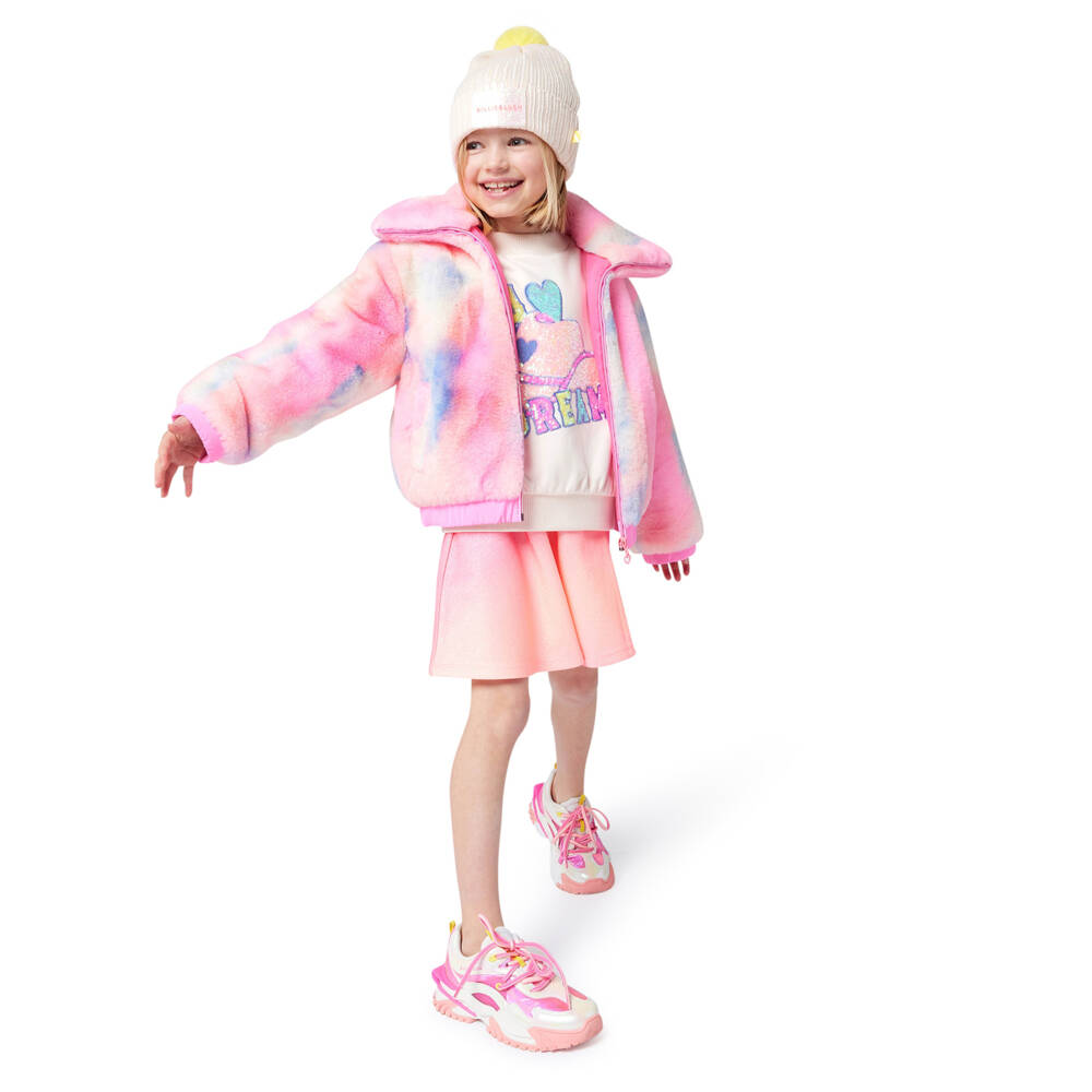 Billieblush-Куртка из плюшевого искусственного меха розово-голубая для девочек | Childrensalon