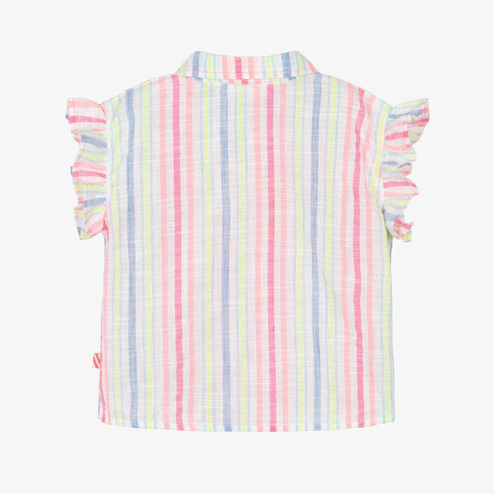 Billieblush-Girls Pink Blue & Yellow Stripe Blouse with Sequins | Childrensalon
