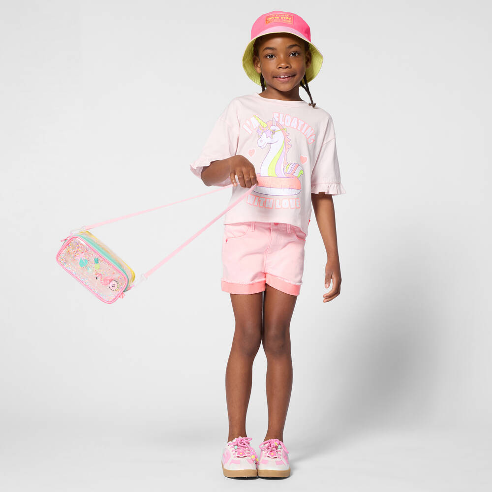 Billieblush-Футболка розовая хлопковая с единорогом Floating with Love для девочек | Childrensalon