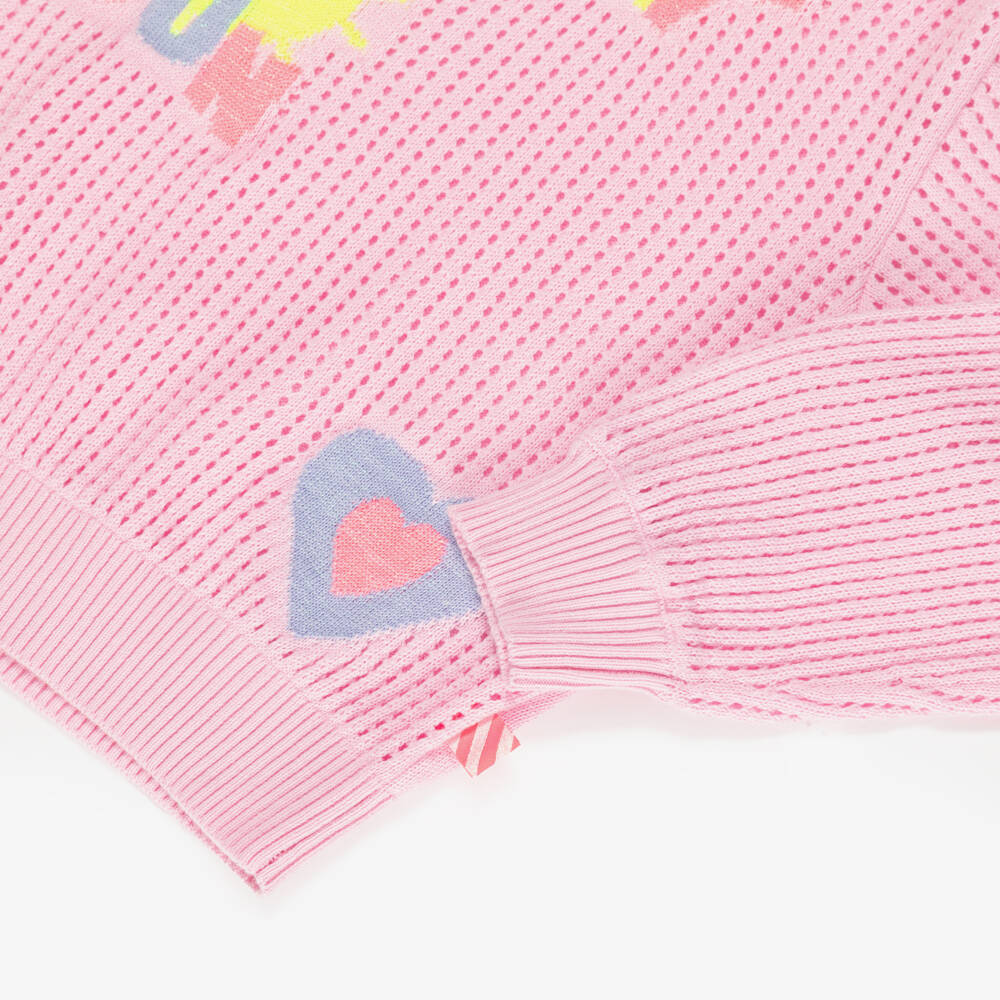 Billieblush-بلوفر قطن بتصميم حياكة مفتوح لون زهري للبنات | Childrensalon