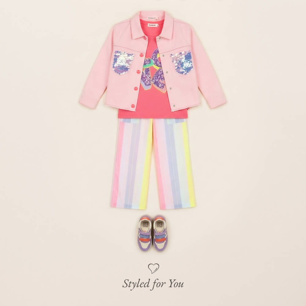 Billieblush-Girls Pink Denim Jacket with Sequinned Pockets | Childrensalon