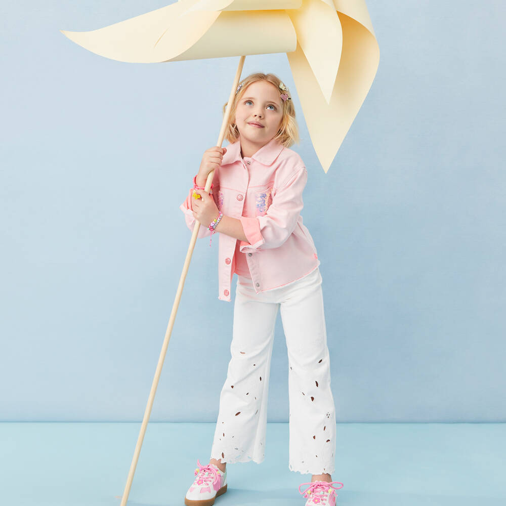 Billieblush-Girls Pink Denim Jacket with Sequinned Pockets | Childrensalon