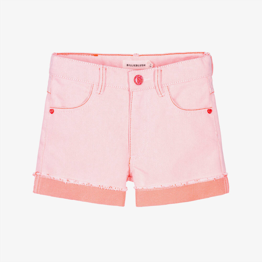 Billieblush-Girls Pink Denim Shorts with Sequinned Pocket | Childrensalon
