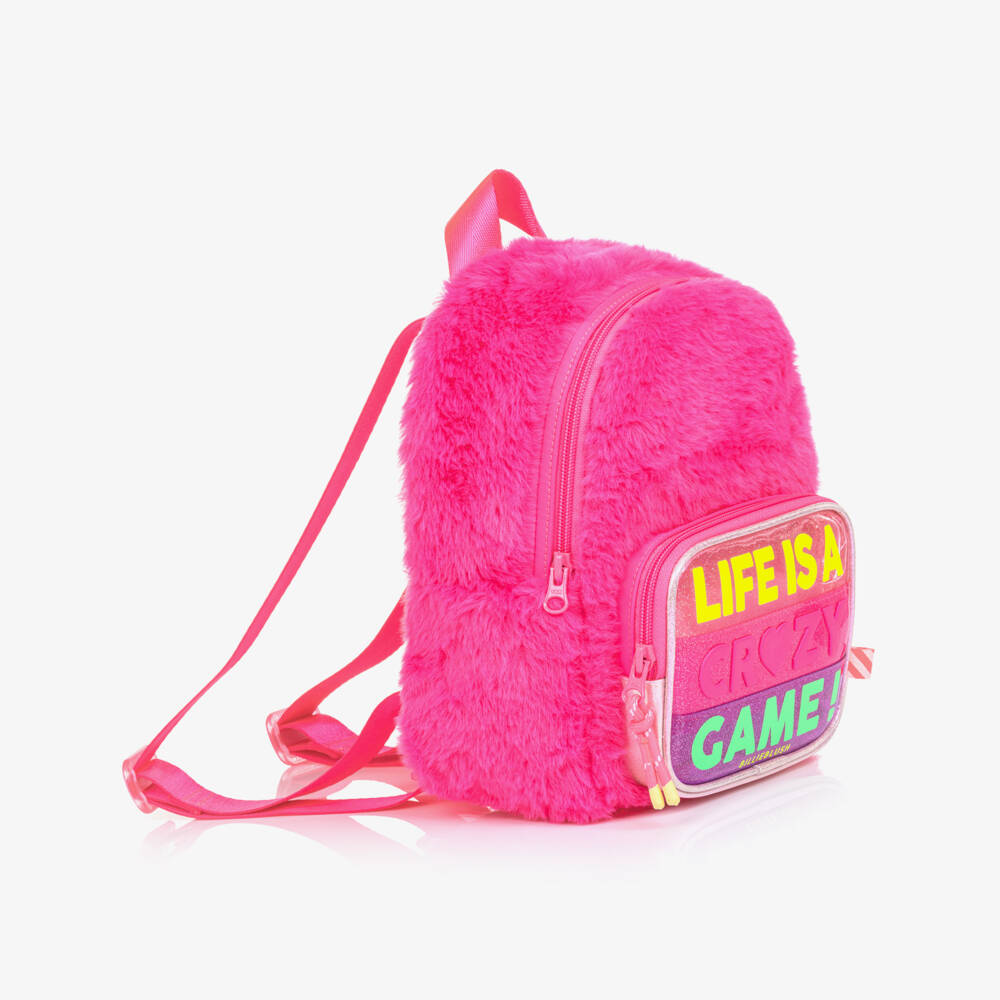 Billieblush-Girls Pink Fluffy Backpack (24cm) | Childrensalon