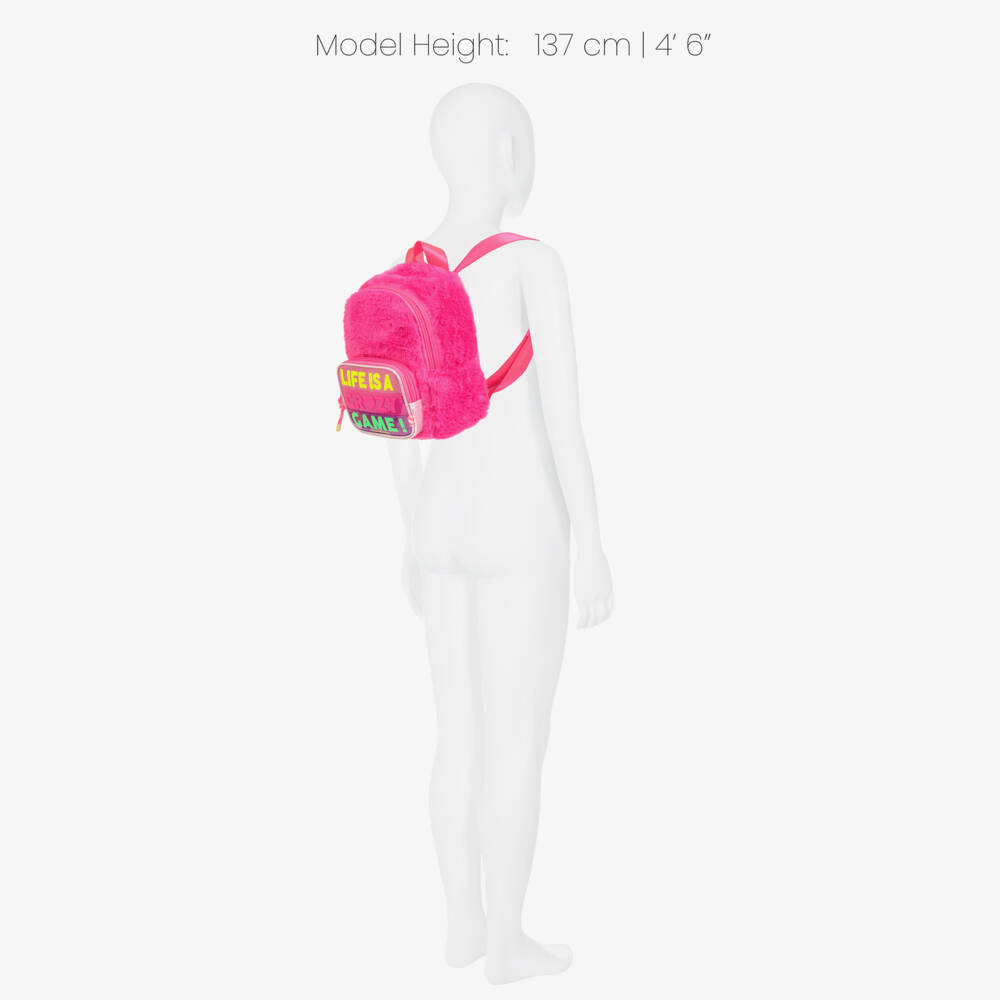 Billieblush-Girls Pink Fluffy Backpack (24cm) | Childrensalon
