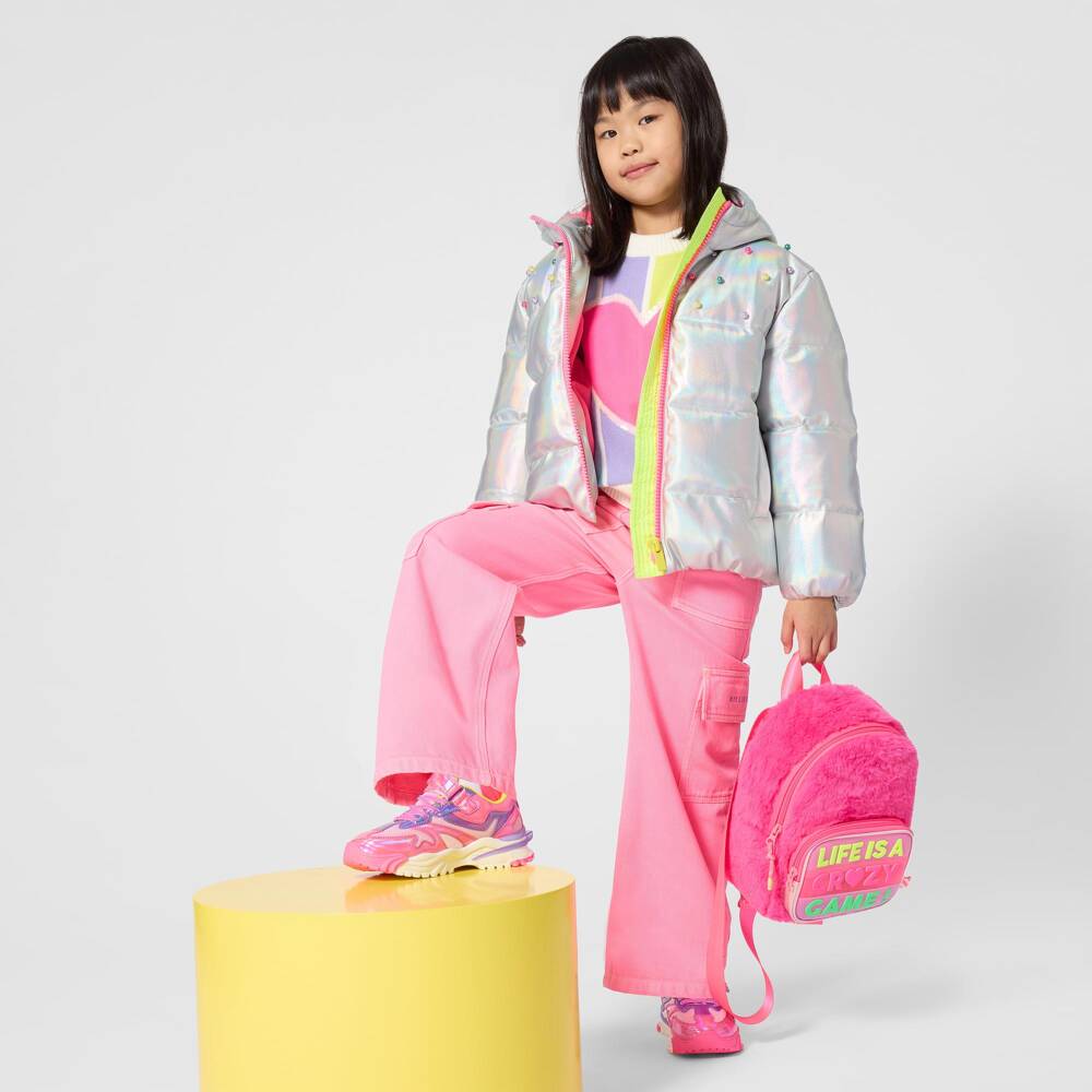 Billieblush-Girls Pink Fluffy Backpack (24cm) | Childrensalon