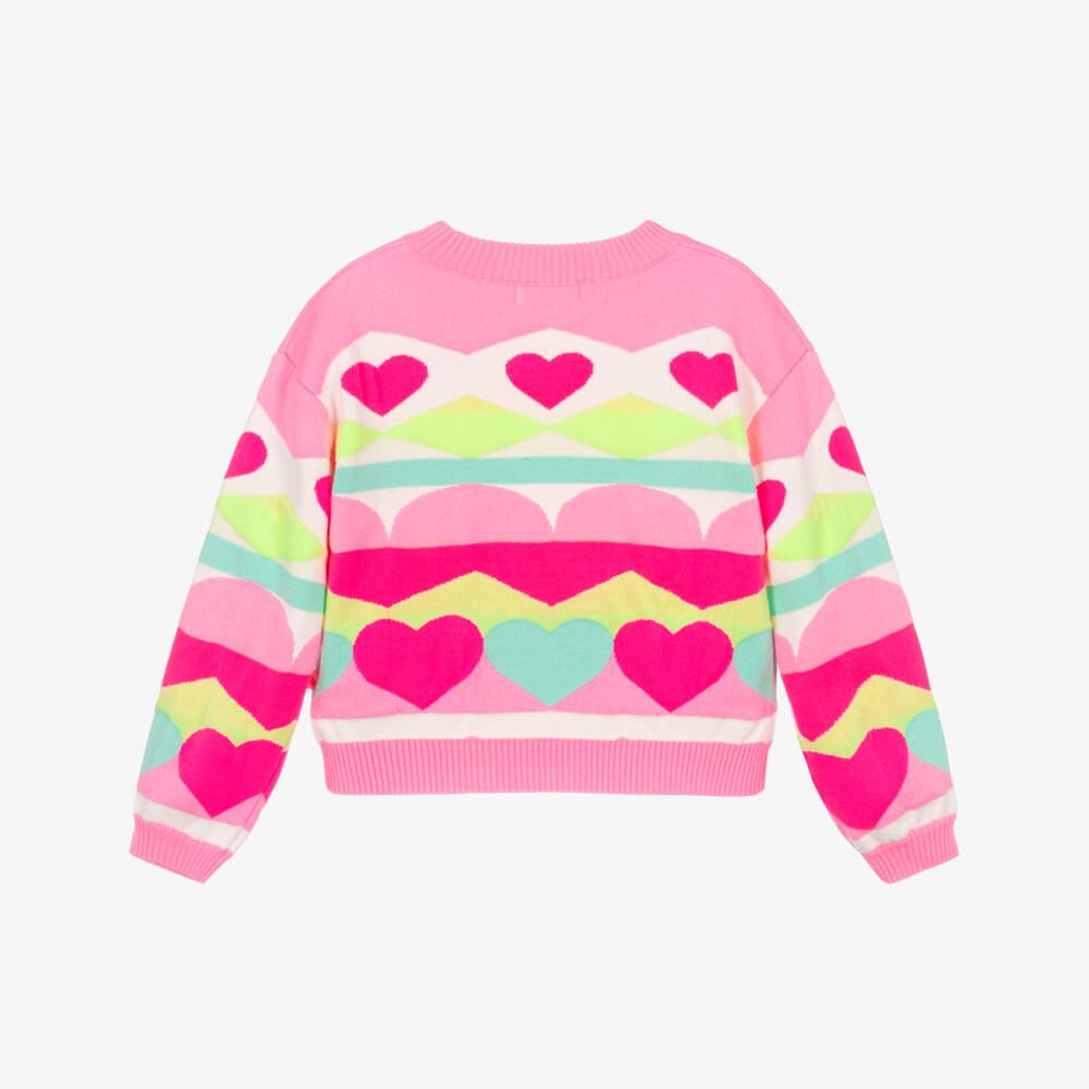 Billieblush-Girls Pink Intarsia Knit Heart Sweater | Childrensalon