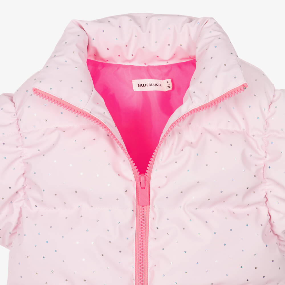 Billieblush-Girls Pink Iridescent Polka Dot Gilet | Childrensalon
