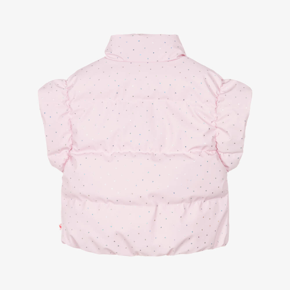 Billieblush-Girls Pink Iridescent Polka Dot Gilet | Childrensalon