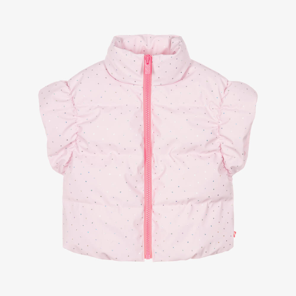 Billieblush-Girls Pink Iridescent Polka Dot Gilet | Childrensalon