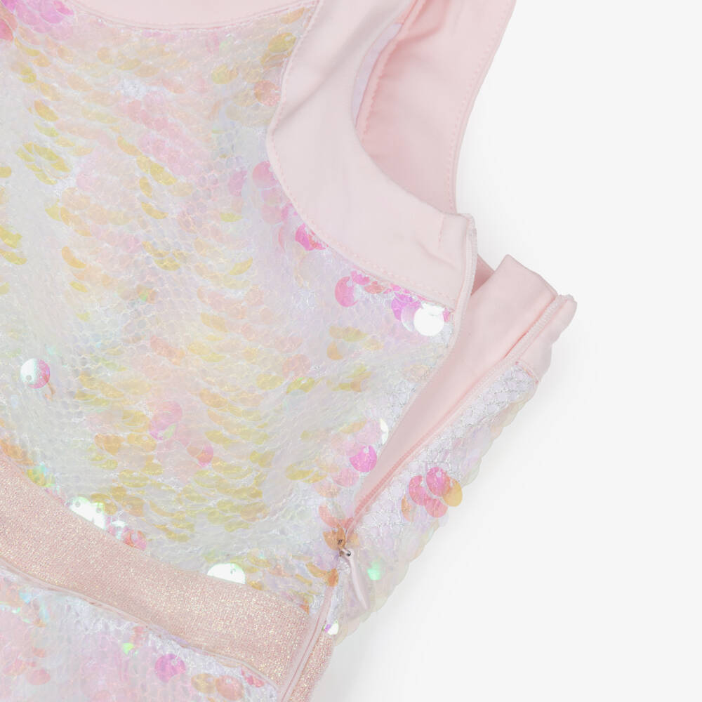 Billieblush-Girls Pink Iridescent Sequinned Dress | Childrensalon